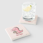 Sweet Tea-Rex aanpasbare dinosaurus Animal Pun Stenen Onderzetter (Zijkant)