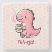 Sweet Tea-Rex aanpasbare dinosaurus Animal Pun Stenen Onderzetter (Voorkant)
