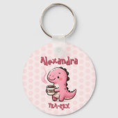 Sweet Tea-Rex gepersonaliseerde dinosaurus dierenw Sleutelhanger (Voorkant)