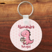 Sweet Tea-Rex gepersonaliseerde dinosaurus dierenw Sleutelhanger (Voorkant)