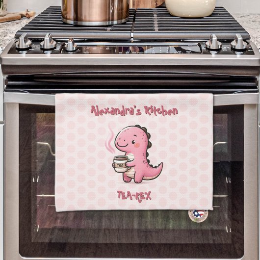 Sweet Tea-Rex gepersonaliseerde dinosaurus dierenw Theedoek