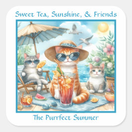 Sweet Tea Sunshine Vrienden Perfecte Zomerkatten Vierkante Sticker