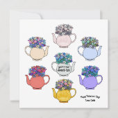 Sweet Tea Teapot Pattern Valentijnsdag Kaart (Voorkant)