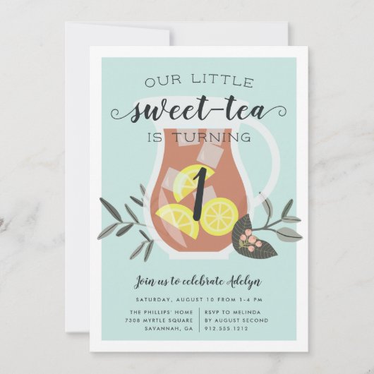 Sweet Tea | Uitnodiging voor kinderen van Birthday (Voorkant)