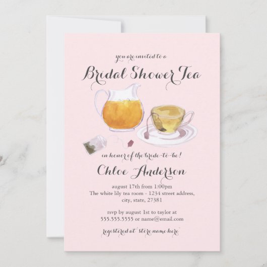 Sweet Teacup Vrijgezellenfeest Tea Party nodigt ui Kaart (Voorkant)