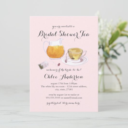 Sweet Teacup Vrijgezellenfeest Tea Party nodigt ui Kaart (Staand voorkant)