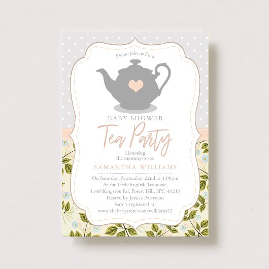 Sweet Teapot Baby shower Tea Party Kaart
