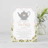 Sweet Teapot Baby shower Tea Party Kaart (Staand voorkant)