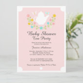 Sweet TeaPot Pink Floral Baby shower Kaart (Staand voorkant)