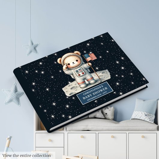 Sweet Teddy Bear Astronaut Boy Baby shower Gastenboek