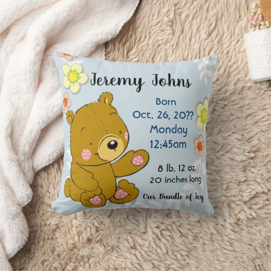 Sweet Teddy Bear Baby Birth Memory Pillow keepomwi Kussen (Deken)