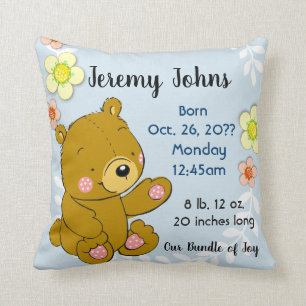 Sweet Teddy Bear Baby Birth Memory Pillow keepomwi Kussen