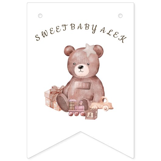 Sweet Teddy Bear Baby Shower Bunting Banner (Tweede vlag)