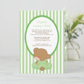 Sweet Teddy Bear Baby shower Invitation Green Kaart (Staand voorkant)