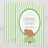 Sweet Teddy Bear Baby shower Invitation Green Kaart (Voorkant / Achterkant)
