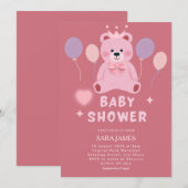 Sweet Teddy Bear Baby Shower Invitation Kaart (Voorkant / Achterkant)