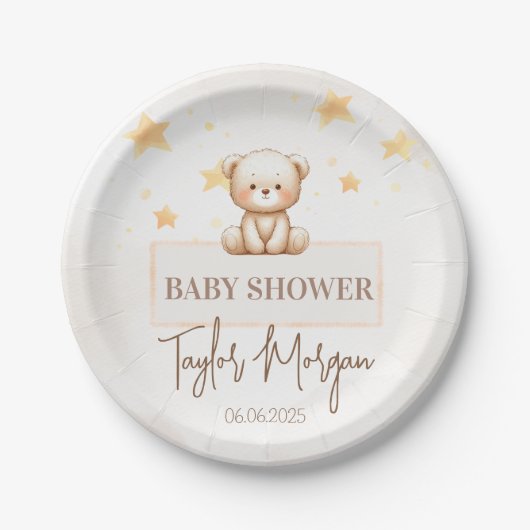 Sweet Teddy Bear Baby Shower Papieren Bordje (Voorkant)