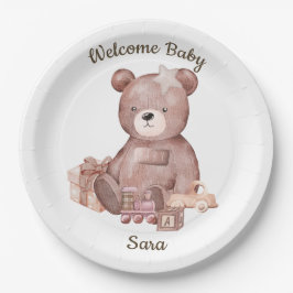 Sweet Teddy Bear Baby Shower Party Plate Papieren Bordje