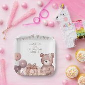 Sweet Teddy Bear Baby Shower Party Plate Papieren Bordje (Feest)