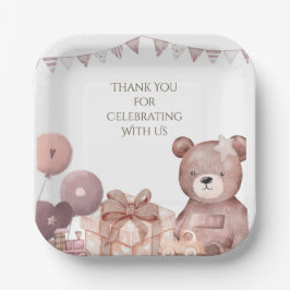 Sweet Teddy Bear Baby Shower Party Plate Papieren Bordje