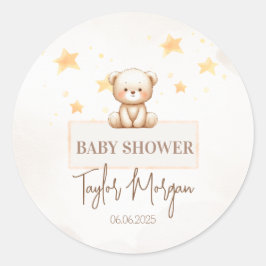 Sweet Teddy Bear Baby Shower Ronde Sticker