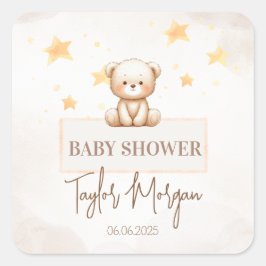Sweet Teddy Bear Baby Shower Vierkante Sticker
