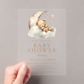 Sweet Teddy Bear Beige Neutraal Baby shower Acryl Uitnodigingen (Insitu (Draagbaar))