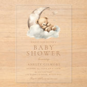 Sweet Teddy Bear Beige Neutraal Baby shower Acryl Uitnodigingen (Voorkant)
