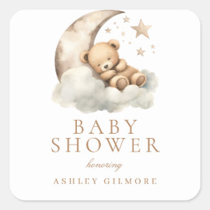Sweet Teddy Bear Beige Neutraal Baby shower Vierkante Sticker