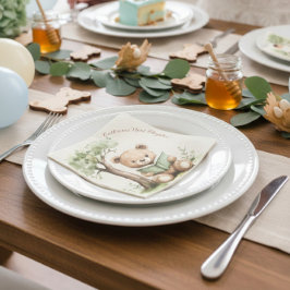 Sweet Teddy Bear Book Lover Baby Shower Party Servet