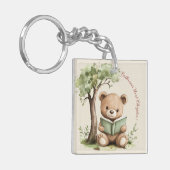 Sweet Teddy Bear Book Lover Baby Shower Party  Sleutelhanger (Voorkant Links)