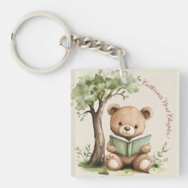 Sweet Teddy Bear Book Lover Baby Shower Party Sleutelhanger