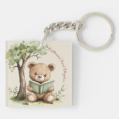 Sweet Teddy Bear Book Lover Baby Shower Party  Sleutelhanger (Achterkant)