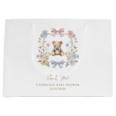 Sweet Teddy Bear Floral  Baby Shower Thank You Groot Cadeauzakje (Voorkant)