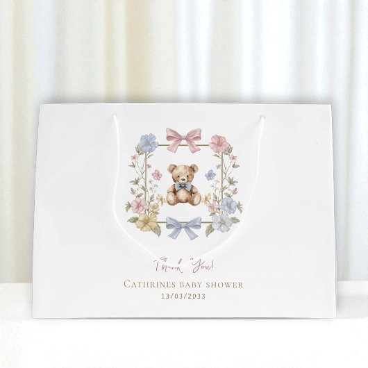Sweet Teddy Bear Floral  Baby Shower Thank You Groot Cadeauzakje