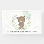 Sweet Teddy Bear Greenery Krans Happy Birthday Spandoek (Horizontaal)