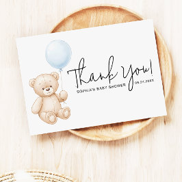 Sweet Teddy Bear Modern Script-Baby shower Bedankkaart