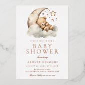 Sweet Teddy Bear Neutral Baby shower Roos Gold Folie Uitnodiging (Voorkant)