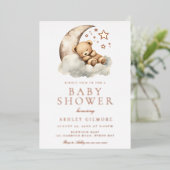 Sweet Teddy Bear Neutral Baby shower Roos Gold Folie Uitnodiging (Staand Voorkant)