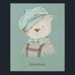 Sweet Teddy Bear Overalls Pet Name Personaliseren Imitatie Canvas Print<br><div class="desc">Sweet-wandkunst met liefdevolle teddybeer in schattige overalls en schattig pet. Pas aan met uw gewenste naamkeuze. Dit zal er zo perfect uitzien in je kleuterkamer of slaapkamer.</div>