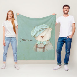 Sweet Teddy Bear Overalls Pet Name Persoonlijk Fleece Deken