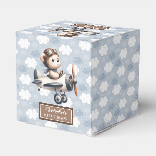 Sweet Teddy Bear Pilot Shower Boy Favoriete Box Bedankdoosjes (Achterkant)