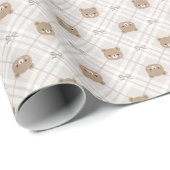 Sweet Teddy Bear Plaid Wrapping Paper Roll Cadeaupapier (Rol Hoek)