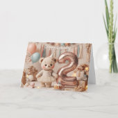 Sweet Teddy Bear Second Birthday Party Kaart (Voorkant)