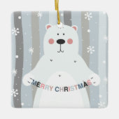 Sweet Teddy Bear Snow Merry Baby First Kerstmis Keramisch Ornament (Voorkant)