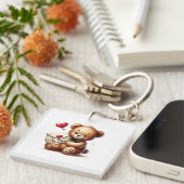Sweet Teddy Bear Valentijnsdag Be Mine Sleutelhanger (Voorkant Rechts)