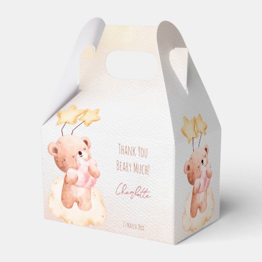 Sweet teddy beer verjaardagsfeest gepersonaliseerd bedankdoosjes (Voorkant Zijde)