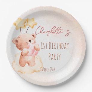 Sweet teddy beer verjaardagsfeest gepersonaliseerd papieren bordje