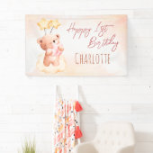 Sweet teddy beer verjaardagsfeest gepersonaliseerd spandoek (Insitu)