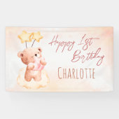 Sweet teddy beer verjaardagsfeest gepersonaliseerd spandoek (Horizontaal)